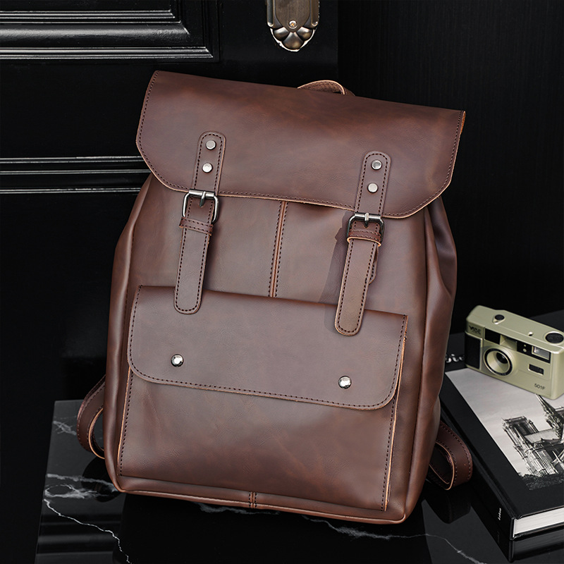Leather Work Rucksack Mens - Mochila de cuero para hombre, estilo
